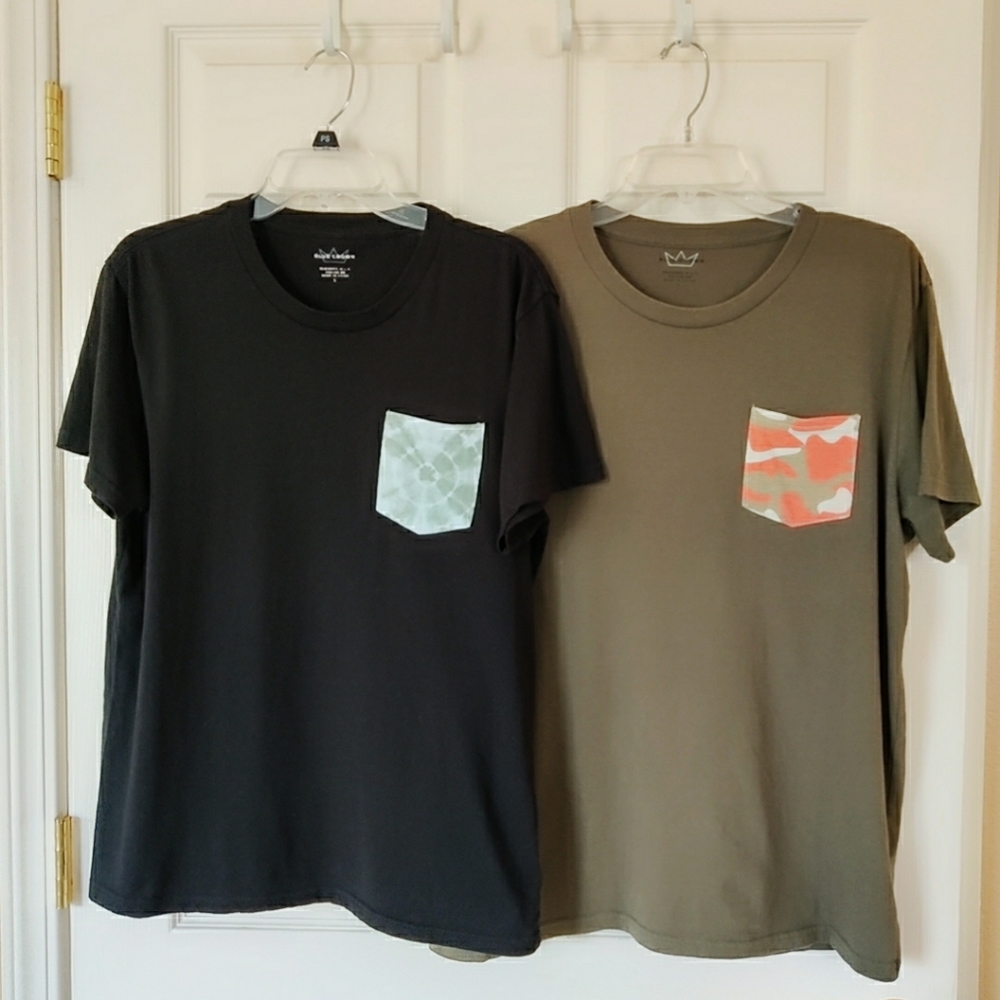 Lot of 2 Blue Crown pocket tees sz L